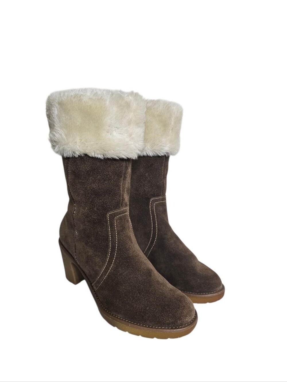 Sporto Waterproof Brown Suede Faux Fur Lined Winter Boots Size 7.5